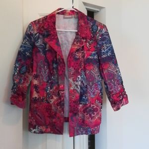 EUC Chicos Vibrant Paisley 3/4 sleeve jacket